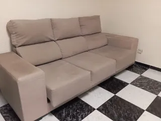 Sofá 3 plazas beige tela