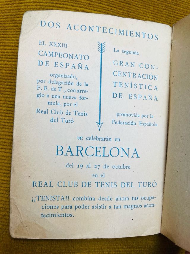 Folleto Divulgación Tenis 1946. FET