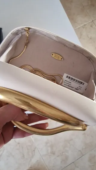 Bolso de fiesta Zara blanco y dorado
