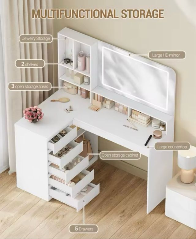 Tocador con espejo LED grande 120cm