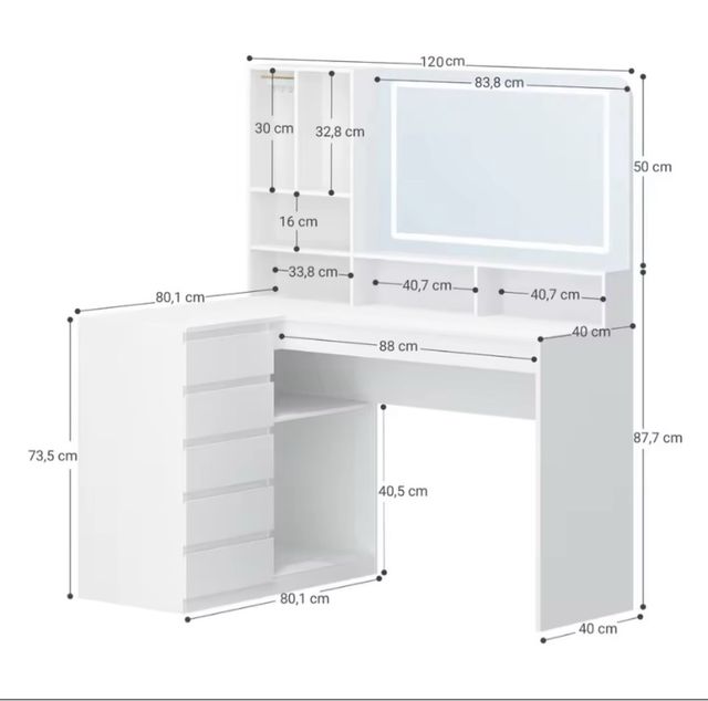 Tocador con espejo LED grande 120cm