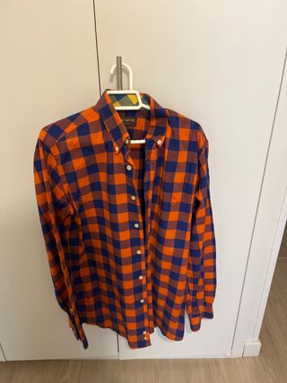 Camisa El Ganso cuadros naranja y azul