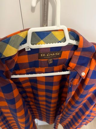 Camisa El Ganso cuadros naranja y azul