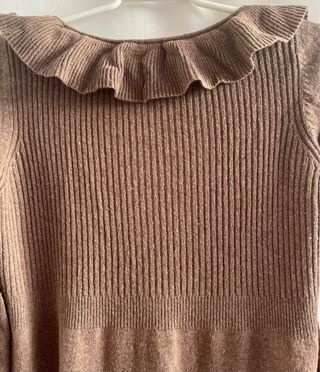 Jersey Zara mujer marrón con volantes