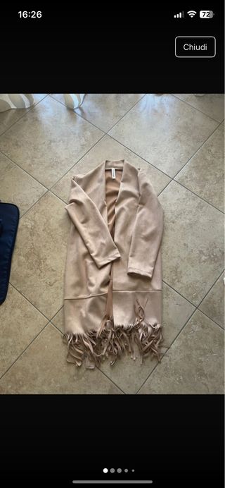 Giacca con frange beige taglia unica