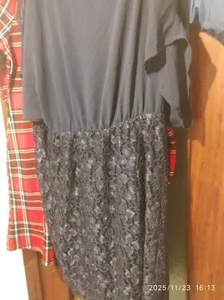 Vestido fiesta talla grande negro lentejuelas