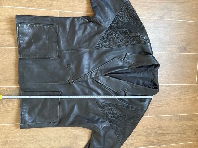 Chaqueta Blazer Piel Negra Texturizada