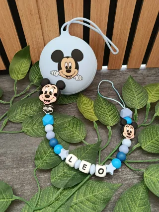 Chupetero y Bolsita Guarda Chupete Mickey