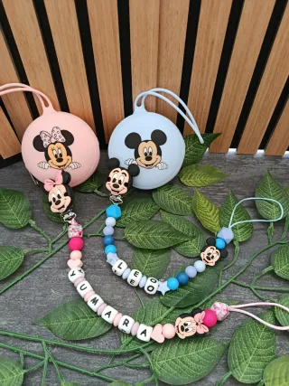 Chupetero y Bolsita Guarda Chupete Mickey