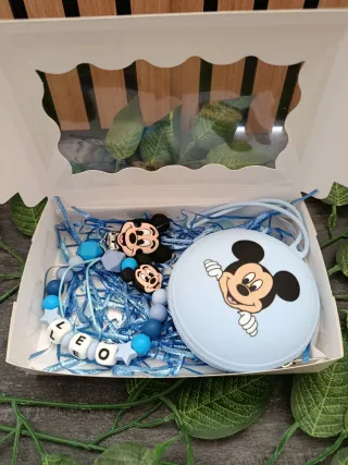 Chupetero y Bolsita Guarda Chupete Mickey