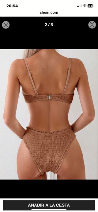 Conjunto bikini marrón con volantes