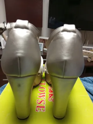 Zapatos de fiesta dorados y plateados