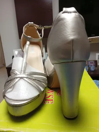 Zapatos de fiesta dorados y plateados