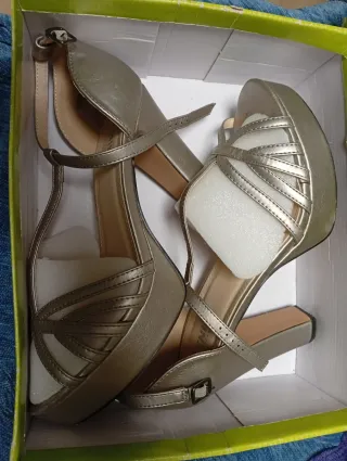 Zapatos de fiesta dorados y plateados