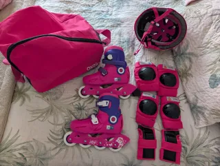 Patines Oxelo 30-32 + Casco,  Protecciones y bolsa