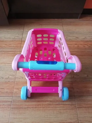 Carrito de la compra infantil rosa y azul