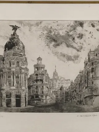 Cuadro grabado Gran Vía firmado