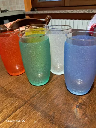 Set 5 Bicchieri Vetro Colorati
