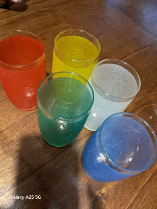 Set 5 Bicchieri Vetro Colorati