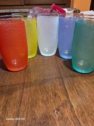 Set 5 Bicchieri Vetro Colorati