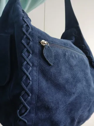 Borsa in camoscio blu