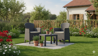 Set 2 sedie e tavolino Akita antracite