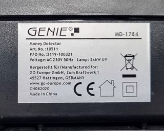 Detector Billetes Falsos Genie MD-1784 UV