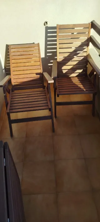 Mesa y 2 sillones Teka exterior