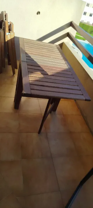 Mesa y 2 sillones Teka exterior