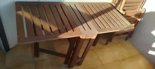 Mesa y 2 sillones Teka exterior