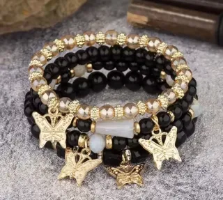 Conjunto 4 Pulseras Mariposas Doradas