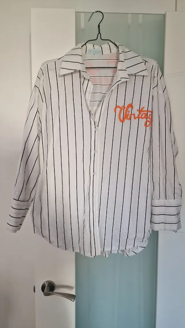 Camisa blanca rayas naranjas Vintage