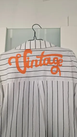 Camisa blanca rayas naranjas Vintage