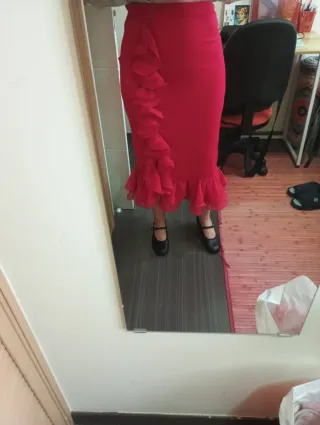 Falda Naf Naf volantes roja Talla S