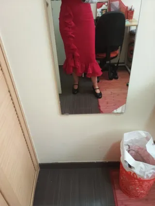 Falda Naf Naf volantes roja Talla S