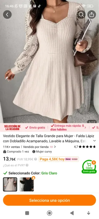 Vestido blanco manga larga encaje