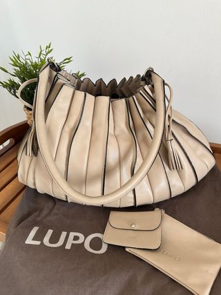 Bolso abanico M Lupo Beige Piel