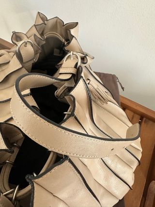 Bolso abanico M Lupo Beige Piel