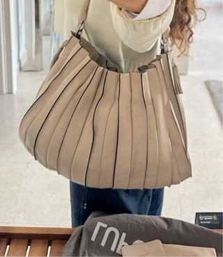 Bolso abanico M Lupo Beige Piel