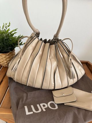 Bolso abanico M Lupo Beige Piel