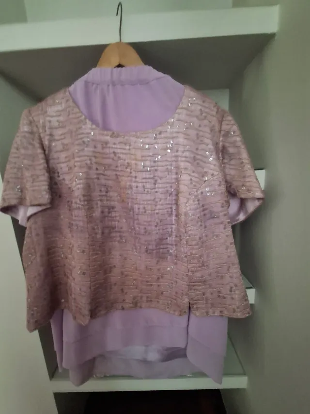 Vestido fiesta lentejuelas rosa y lila