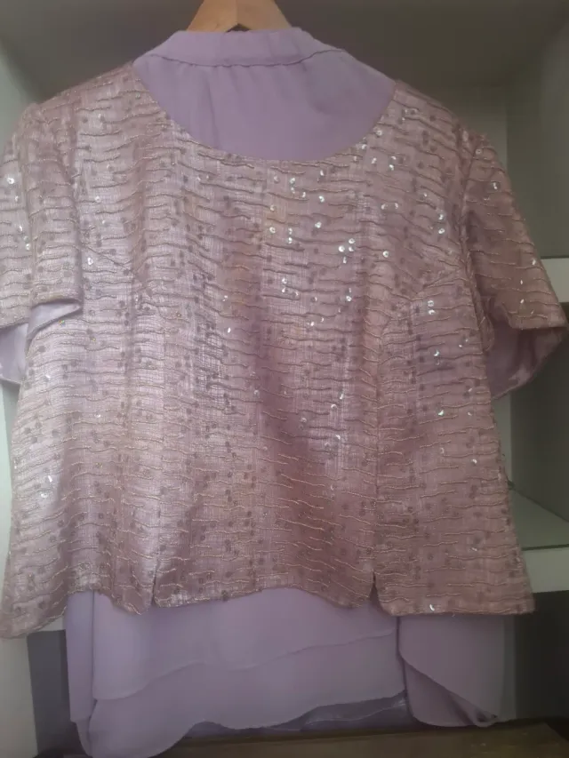 Vestido fiesta lentejuelas rosa y lila