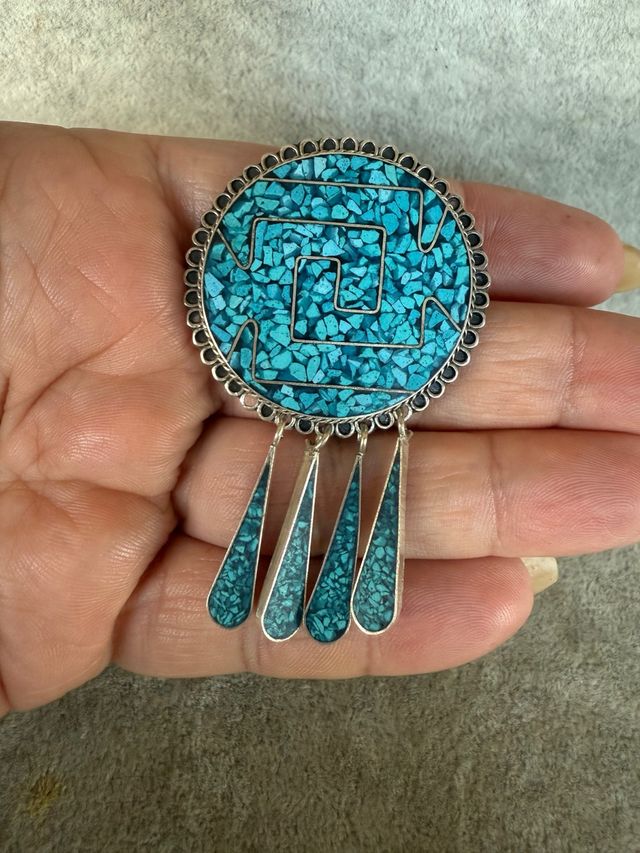 Colgante y Broche Plata Ley 925 Turquesa