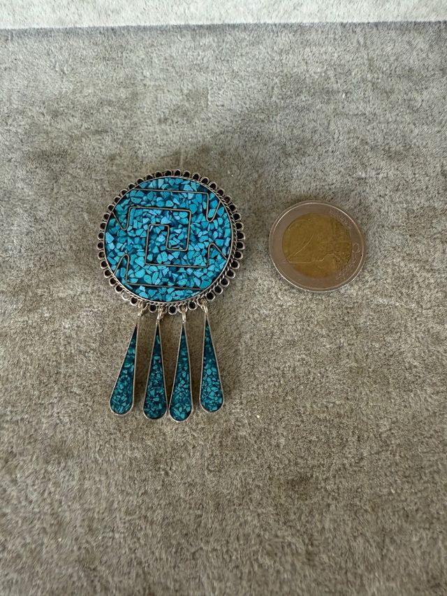 Colgante y Broche Plata Ley 925 Turquesa