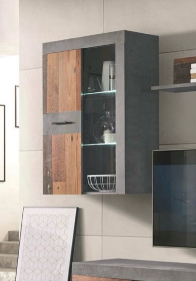 Mueble de salón moderno piedra y madera