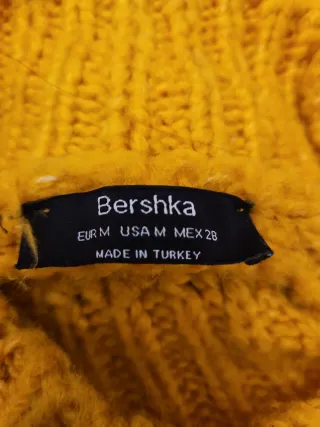 Jersey de punto amarillo cuello alto talla única