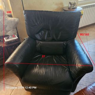 Poltrona relax vera pelle nera
