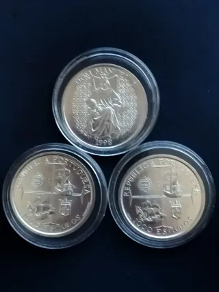 Tre monete da 1000 escudos portoghese 1998