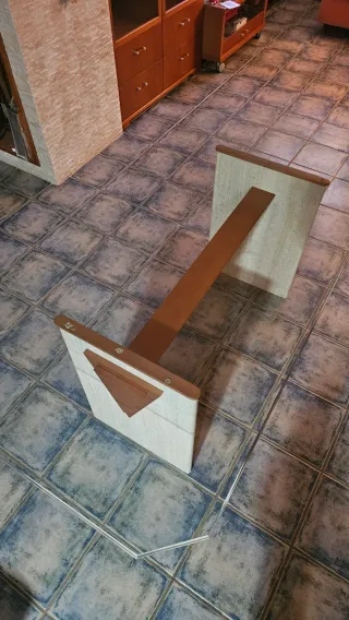 Mesa de comedor cristal y madera