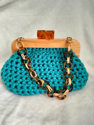 Borsa Tiffany fettuccia legno chiusura